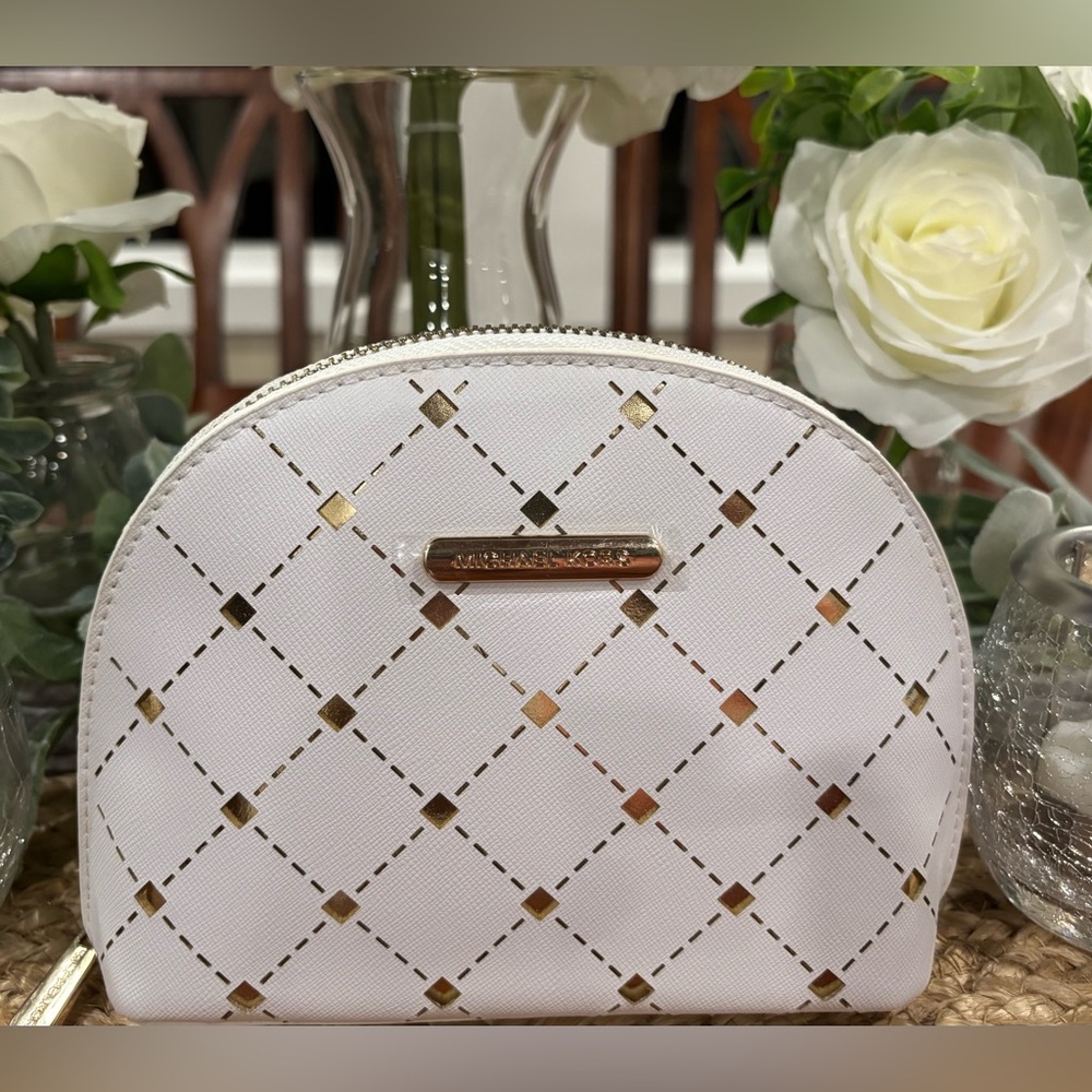 Michael Kors White and Gold Cosmetic Case